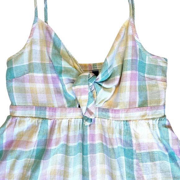 NEW Babydoll Linen Dress Large Pastel Plaid Smock Coquette Prairie Cottage READ - Picture 3 of 16